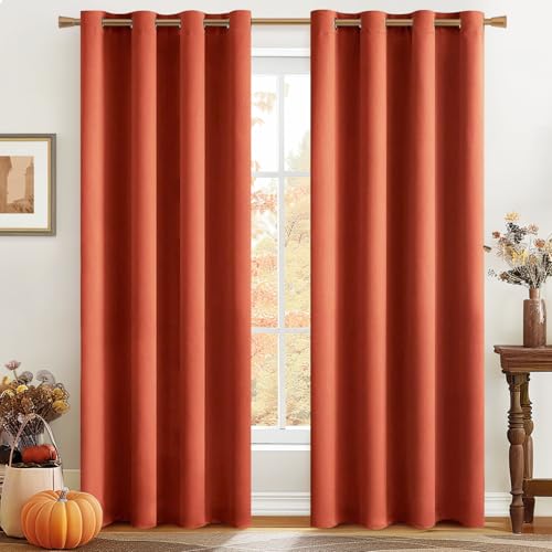MIULEE Vorhänge Ziegelrot Blickdicht mit Ösen, Schöner Weicher Verdunklungsvorhänge zum Verdunkeln von Räumen, 2er Set Gardinen Abdunkelnd Schlafzimmer Wohnzimmer Thermovorhang Kälteschutz 140X245 cm MIULEE Vorhänge Ziegelrot Blickdicht mit Ösen, Schöner Weicher Verdunklungsvorhänge zum Verdunkeln von Räumen, 2er Set Gardinen Abdunkelnd Schlafzimmer Wohnzimmer Thermovorhang Kälteschutz 140X245 cm von MIULEE
