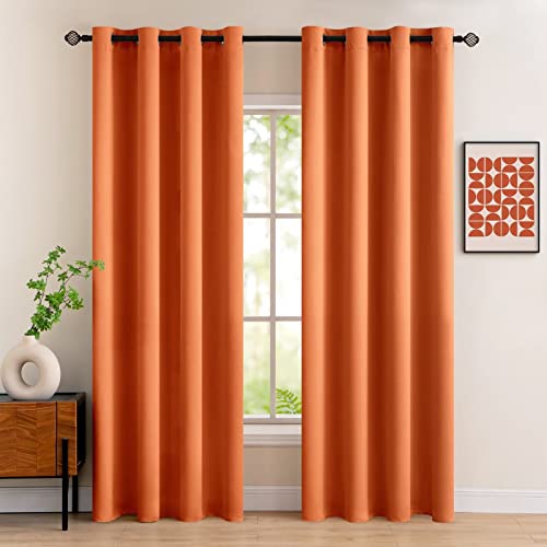 MIULEE Vorhänge Orange Blickdicht mit Ösen, Schöner Weicher Verdunklungsvorhänge zum Verdunkeln von Räumen, 2er Set Gardinen Abdunkelnd Schlafzimmer Wohnzimmer Thermovorhang Kälteschutz 140X225 cm von MIULEE