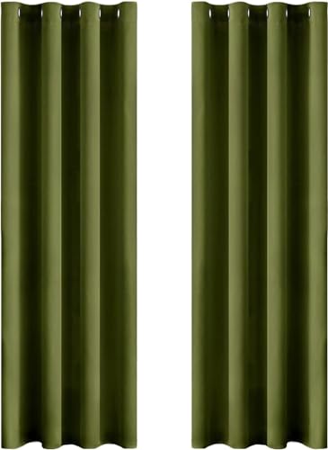 MIULEE Vorhänge Olivgrün Blickdicht mit Ösen, Schöner Weicher Verdunklungsvorhänge zum Verdunkeln von Räumen, 2er Set Gardinen Abdunkelnd Schlafzimmer Wohnzimmer Thermovorhang Kälteschutz 140X245 cm von MIULEE