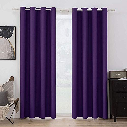 MIULEE Vorhänge Dunkellila Blickdicht mit Ösen, Schöner Weicher Verdunklungsvorhänge zum Verdunkeln von Räumen, 2er Set Gardinen Abdunkelnd Schlafzimmer Wohnzimmer Thermovorhang Kälteschutz 140X260 CM von MIULEE