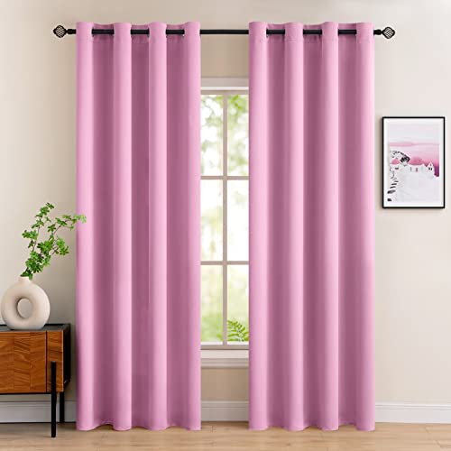 MIULEE Vorhänge Rosa Blickdicht mit Ösen, Schöner Weicher Verdunklungsvorhänge zum Verdunkeln von Räumen, 2er Set Gardinen Abdunkelnd Schlafzimmer Wohnzimmer Thermovorhang Kälteschutz 140X260 cm von MIULEE