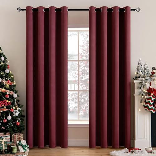 MIULEE Vorhänge Weinrot Blickdicht mit Ösen, Schöner Weicher Verdunklungsvorhänge zum Verdunkeln von Räumen, 2er Set Gardinen Abdunkelnd Schlafzimmer Wohnzimmer Thermovorhang Kälteschutz 140X245 cm von MIULEE