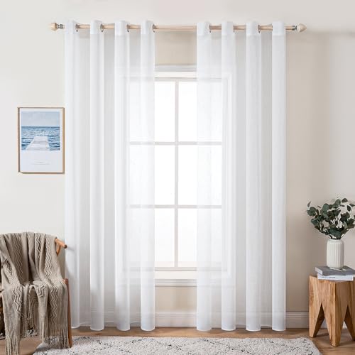 MIULEE 2er Set Voile Vorhang Sheer Leinenvorhang mit Ösen Transparente Leinen Optik Gardine Ösenschal Wohnzimmer Fensterschal Lichtdurchlässig Dekoschal Schlafzimmer 140x260cm (B x H) Weiß MIULEE 2er Set Voile Vorhang Sheer Leinenvorhang mit Ösen Transparente Leinen Optik Gardine Ösenschal Wohnzimmer Fensterschal Lichtdurchlässig Dekoschal Schlafzimmer 140x260cm (B x H) Weiß von MIULEE