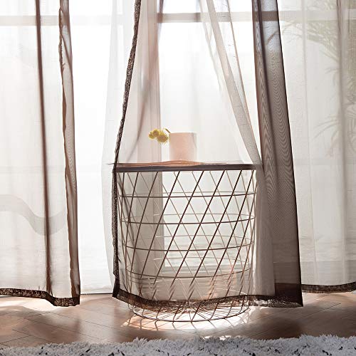 MIULEE 2er Set Voile Vorhang mit Ösen Transparente Gardine aus Voile Polyester Ösenschal Transparent Wohnzimmer Luftig Dekoschal für Schlafzimmer Kaffee 160 x 140cm H x B, Grommet Top von MIULEE