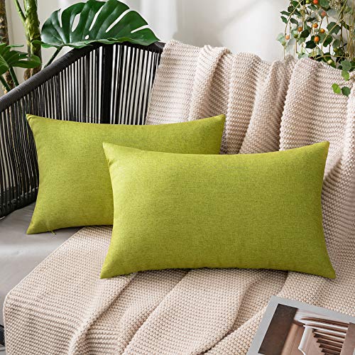 MIULEE 2er Set Wasserdicht Kissenbezug Outdoor Sofakissen Dekokissen Modern Kissenbezüge Dekorativ Kissenhülle Deko aus Polyster Leinen-Optik für Garten Sofa Wohnzimmer Bett 40x60 cm Vegetation Grün von MIULEE