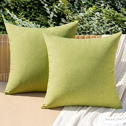 MIULEE 2er Set Wasserdicht Kissenbezug Outdoor Sofakissen Dekokissen Modern Kissenbezüge Dekorativ Kissenhülle Deko aus Polyster Leinen-Optik für Garten Sofa Wohnzimmer Bett 50x50 cm Matcha Grün von MIULEE
