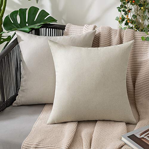 MIULEE 2er Set Wasserdicht Kissenbezug Outdoor Sofakissen Dekokissen Modern Kissenbezüge Weihnachten Dekorativ Kissenhülle aus Polyster Leinen-Optik für Garten Sofa Wohnzimmer Bett 45x45 cm Beige von MIULEE