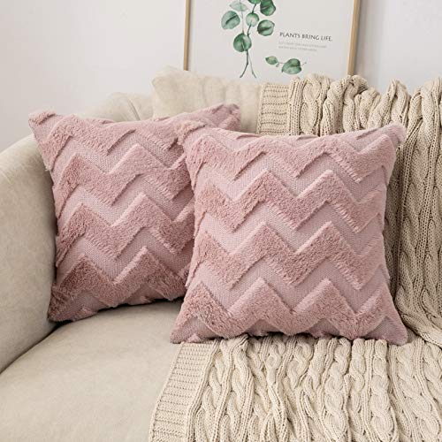 MIULEE 2er Set Wolle Kissenbezüge Dekokissen Polyster Sofakissen Weich Couchkissen Kissenbezug Zierkissenbezug mit Verstecktem Reißverschluss für Wohnzimmer Schlafzimmer Lederpuder 45x45cm von MIULEE