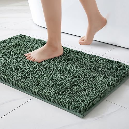 MIULEE 40x60cm Chenille Badematte rutschfest Badvorleger Badteppich rutschfest Waschbar Absorbierende Duschvorleger für Badezimmer Matcha Grün von MIULEE