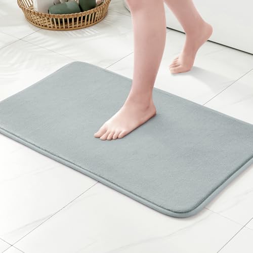 MIULEE 40x60cm Hellgrau Badteppich Memoryschaum Duschvorleger Solide Badezimmermatte Badematte Badvorleger Duschmatte Fussmatte rutschfeste Matte für Badezimmer Wohnzimmer von MIULEE