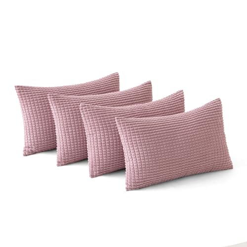 MIULEE 4er Set Kissenbezug Kissen Dekorative Kissenbezüge Kordsamt Sofakissen Dekokissen Kopfkissenbezug Couchkissen Deko Bezug für Sofa Couch Wohnzimmer Schlafzimmer Büro 30x50 cm Rosa Lila von MIULEE