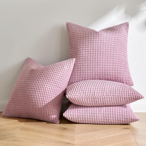 MIULEE 4er Set Kissenbezug Kissen Dekorative Kissenbezüge Kordsamt Sofakissen Dekokissen Kopfkissenbezug Couchkissen Deko Bezug für Sofa Couch Wohnzimmer Schlafzimmer Büro 40x40 cm Rosa Lila von MIULEE