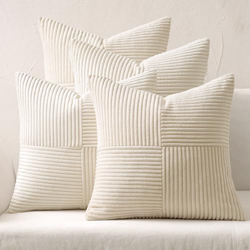 MIULEE 4er Set Kordsamt Kissenbezug Patchwork Kissenhülle Weich Dekokissen Modern Unsichtbarer Reißverschluss Sofakissen Zierkissen für Sofa Wohnzimmer Schlafzimmer Beige 50x50 cm MIULEE 4er Set Kordsamt Kissenbezug Patchwork Kissenhülle Weich Dekokissen Modern Unsichtbarer Reißverschluss Sofakissen Zierkissen für Sofa Wohnzimmer Schlafzimmer Beige 50x50 cm von MIULEE
