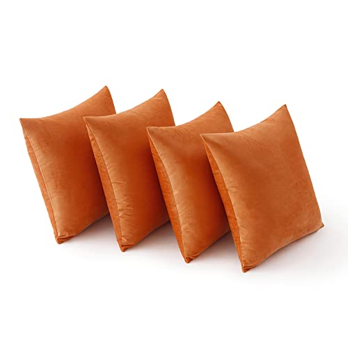 MIULEE Samt Kissenbezug 45x45 cm Kissenhülle Orange 4er Set Sofakissen Samtkissen Dekorative Dekokissen Couchkissen Zierkissen Deko Bezug Sofakissenbezug für Wohnzimmer Schlafzimmer Büro von MIULEE