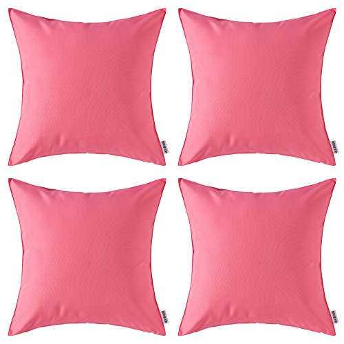 MIULEE 4er Set wasserdichte Kissenbezüge Dekokissen Kissenbezug Sofakissen Dekorativ Couchkissen Wetterfeste Kissenhülle Zierkissen Bezug für Sofa Garten Outdoor Wohnzimmer 45x45 cm Rosa von MIULEE