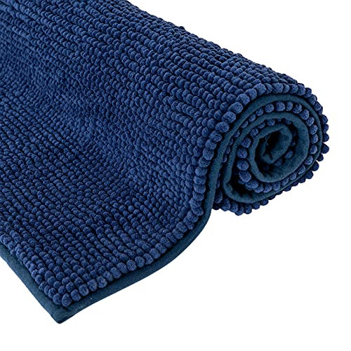 MIULEE Badematte 50x80cm Chenille Badteppich Badezimmerteppich rutschfest Waschbar Teppich Duschvorleger Badvorleger Duschmatte Bettvorleger Fussmatte Badezimmer Wohnzimmer Schlafzimmer Dunkelblau von MIULEE