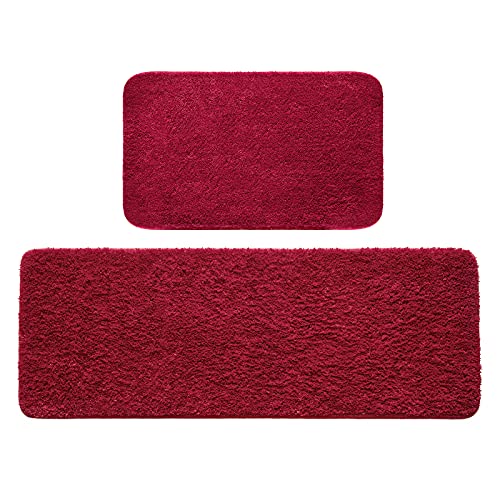 MIULEE Badematte Duschvorleger Badvorleger Flur 2er Set rutschfest Matte Teppiche Badteppich Badezimmerteppich Waschbar Saugfähig für Bad Wohnzimmer Rot 40x60 cm und 45x120 cm MIULEE Badematte Duschvorleger Badvorleger Flur 2er Set rutschfest Matte Teppiche Badteppich Badezimmerteppich Waschbar Saugfähig für Bad Wohnzimmer Rot 40x60 cm und 45x120 cm von MIULEE