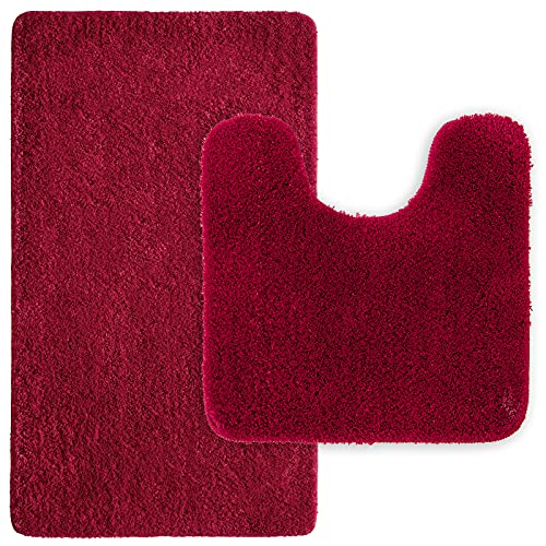 MIULEE Badematte Duschvorleger Badvorleger Flur 2er Set rutschfest Matte Teppiche Badteppich Badezimmerteppich Waschbar Saugfähig für Bad Wohnzimmer 40x60 cm und 45x45 cm mit Ausschnitt Rot MIULEE Badematte Duschvorleger Badvorleger Flur 2er Set rutschfest Matte Teppiche Badteppich Badezimmerteppich Waschbar Saugfähig für Bad Wohnzimmer 40x60 cm und 45x45 cm mit Ausschnitt Rot von MIULEE