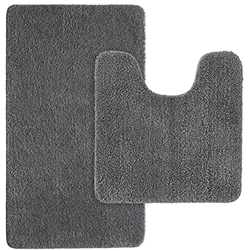 MIULEE Badematte Duschvorleger Badvorleger Flur 2er Set rutschfest Matte Teppiche Badteppich Badezimmerteppich Waschbar Saugfähig für Bad Wohnzimmer 50x80 cm und 50x50 cm mit Ausschnitt Grau MIULEE Badematte Duschvorleger Badvorleger Flur 2er Set rutschfest Matte Teppiche Badteppich Badezimmerteppich Waschbar Saugfähig für Bad Wohnzimmer 50x80 cm und 50x50 cm mit Ausschnitt Grau von MIULEE