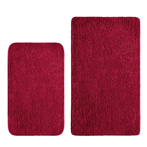 MIULEE Badematte Duschvorleger Badvorleger Flur 2er Set rutschfest Matte Teppiche Badteppich Badezimmerteppich Waschbar Saugfähig für Bad Wohnzimmer Rot 40x60 cm und 50x80 cm MIULEE Badematte Duschvorleger Badvorleger Flur 2er Set rutschfest Matte Teppiche Badteppich Badezimmerteppich Waschbar Saugfähig für Bad Wohnzimmer Rot 40x60 cm und 50x80 cm von MIULEE