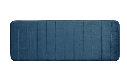 MIULEE Badematte Memoryschaum Badezimmerteppich Wasserabsorbierend Badteppich Memory Foam Duschvorleger Badvorleger rutschfest Waschbar für Badezimmer 45x120cm Dunkelblau von MIULEE