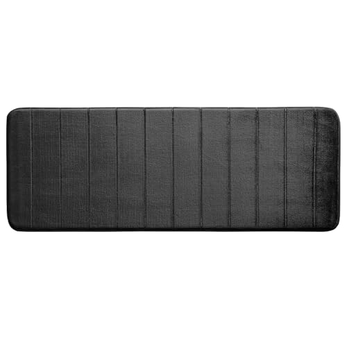 MIULEE Badematte Memoryschaum Badezimmerteppich Wasserabsorbierend Badteppich Memory Foam Duschvorleger Badvorleger rutschfest Waschbar für Badezimmer 45x120cm Schwarz von MIULEE