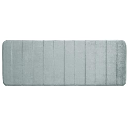 MIULEE Badematte Memoryschaum Badezimmerteppich Wasserabsorbierend Badteppich Memory Foam Duschvorleger Badvorleger rutschfest Waschbar für Badezimmer 45x120cm Hellgrau von MIULEE