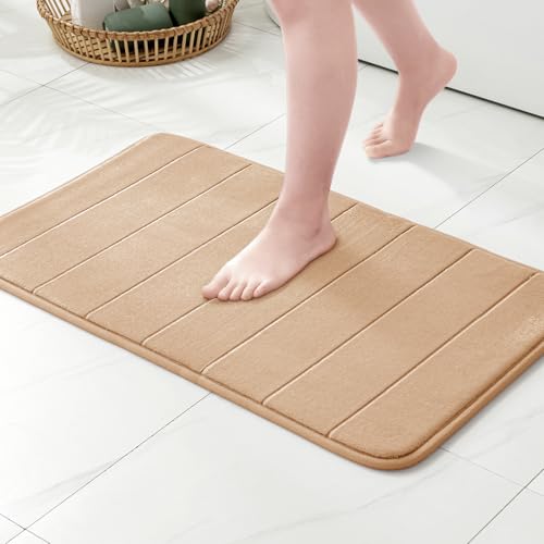 MIULEE Badematte Memoryschaum Badezimmerteppich Wasserabsorbierend Badteppich Memory Foam Duschvorleger Badvorleger rutschfest Waschbar für Badezimmer 50x80cm Beige MIULEE Badematte Memoryschaum Badezimmerteppich Wasserabsorbierend Badteppich Memory Foam Duschvorleger Badvorleger rutschfest Waschbar für Badezimmer 50x80cm Beige von MIULEE