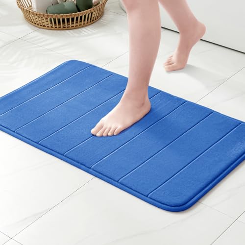 MIULEE Badematte Memoryschaum Badezimmerteppich Wasserabsorbierend Badteppich Memory Foam Duschvorleger Badvorleger rutschfest Waschbar für Badezimmer 50x80cm Blau von MIULEE