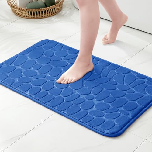 MIULEE Badematte Memoryschaum Badezimmerteppich rutschfeste Badteppich Wasserabsorbierend Badvorleger Schnelltrocknend Waschbar Duschvorleger für Badezimmer 50x80cm Seeblau von MIULEE