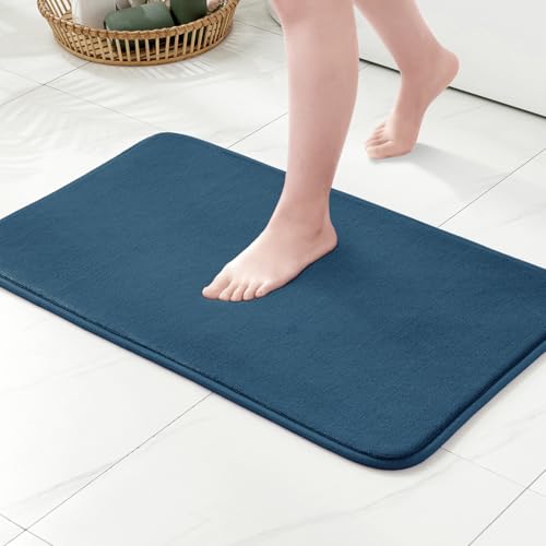 MIULEE Badematte Memoryschaum Badteppich Memory Foam Badezimmerteppich Duschvorleger Teppich Badvorleger Duschmatte Deko Fussmatte rutschfeste Matte für Badezimmer Wohnzimmer 40x60cm Blau von MIULEE