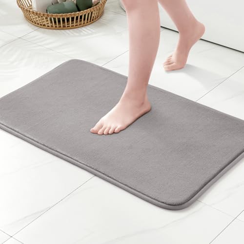 MIULEE Badematte Memoryschaum Badteppich Memory Foam Badezimmerteppich Duschvorleger Teppich Badvorleger Duschmatte Deko Fussmatte rutschfeste Matte für Badezimmer Wohnzimmer 40x60cm Grau von MIULEE