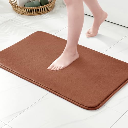 MIULEE Badematte Memoryschaum Badteppich Memory Foam Badezimmerteppich Duschvorleger Teppich Badvorleger Duschmatte Deko Fussmatte rutschfeste Matte für Badezimmer Wohnzimmer 40x60cm Kaffee von MIULEE