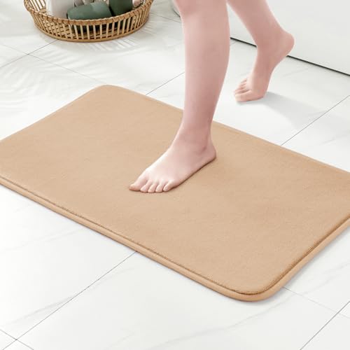 MIULEE Badematte Memoryschaum Badteppich Memory Foam Badezimmerteppich Duschvorleger Teppich Badvorleger Duschmatte Deko Fussmatte rutschfeste Matte für Badezimmer Wohnzimmer 40x60cm Kamel von MIULEE