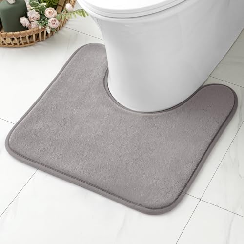 MIULEE Badematte Memoryschaum Badteppich U Förmige Badezimmerteppich Duschvorleger Teppich Badvorleger Duschmatte Deko Fussmatte rutschfeste Matte für Badezimmer Toilett WC 45x45 cm Grau von MIULEE