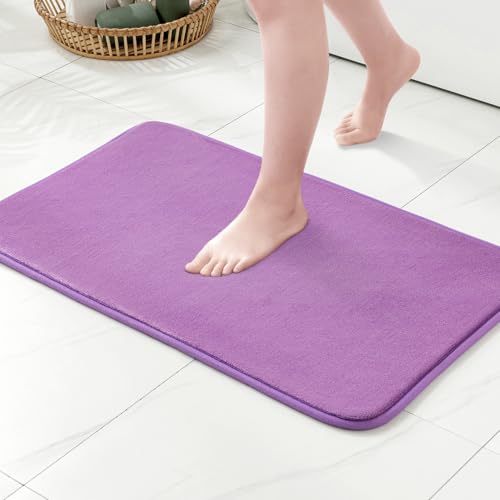 MIULEE Badematte Memoryschaum Badteppich U Förmige Badezimmerteppich Duschvorleger Teppich Badvorleger Duschmatte Deko Fussmatte rutschfeste Matte für Badezimmer Toilett WC 45x45 cm Helllila von MIULEE