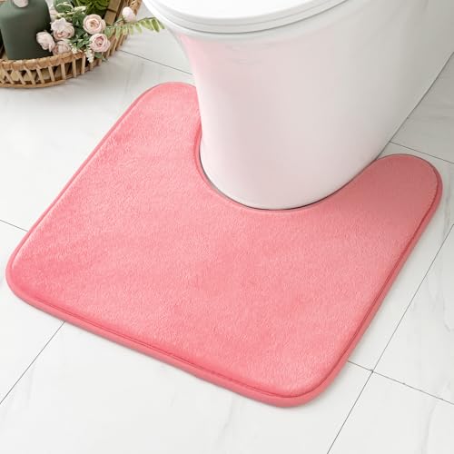 MIULEE Badematte Memoryschaum Badteppich U Förmige Badezimmerteppich Duschvorleger Teppich Badvorleger Duschmatte Deko Fussmatte rutschfeste Matte für Badezimmer Toilett WC 45x45 cm Rosa von MIULEE