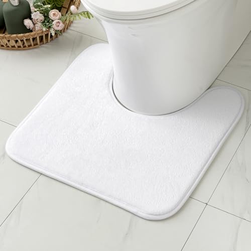 MIULEE Badematte Memoryschaum Badteppich U Förmige Badezimmerteppich Duschvorleger Teppich Badvorleger Duschmatte Deko Fussmatte rutschfeste Matte für Badezimmer Toilett WC 45x45 cm Weiß von MIULEE