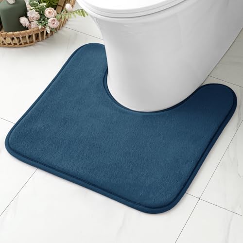MIULEE Badematte Memoryschaum Badteppich U Förmige Badezimmerteppich Duschvorleger Teppich Badvorleger Duschmatte Deko Fussmatte rutschfeste Matte für Badezimmer Toilett WC 50x50 cm Blau von MIULEE