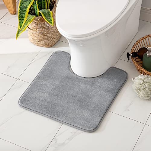 MIULEE Badematte Memoryschaum Badteppich U Förmige Badezimmerteppich Duschvorleger Teppich Badvorleger Duschmatte Deko Fussmatte rutschfeste Matte für Badezimmer Toilett WC 50x50 cm Hellgrau von MIULEE