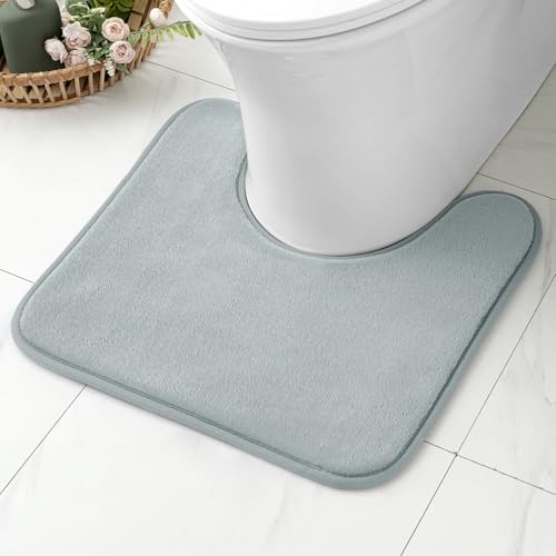 MIULEE Badematte Memoryschaum Badteppich U Förmige Badezimmerteppich Duschvorleger Teppich Badvorleger Duschmatte Deko Fussmatte rutschfeste Matte für Badezimmer Toilett WC 50x50 cm Hellgrau von MIULEE