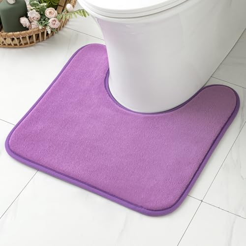 MIULEE Badematte Memoryschaum Badteppich U Förmige Badezimmerteppich Duschvorleger Teppich Badvorleger Duschmatte Deko Fussmatte rutschfeste Matte für Badezimmer Toilett WC 50x50 cm Helllila von MIULEE