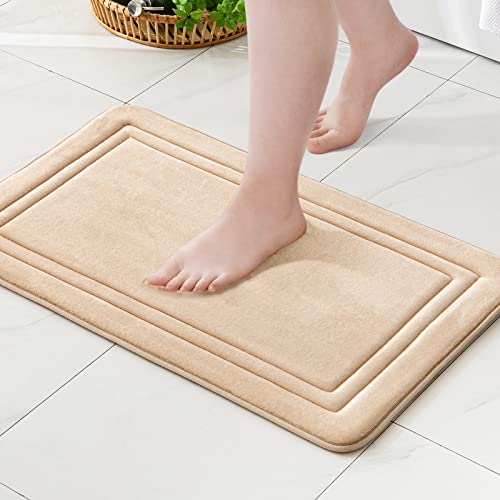 MIULEE Badematte Memoryschaum Badteppich rutschfeste Memory Foam Matte Teppich Badezimmerteppich saugfähige Badvorleger Duschvorleger Fussmatte Duschmatte für Badewanne Bad Toilette 40x60cm Kamel von MIULEE