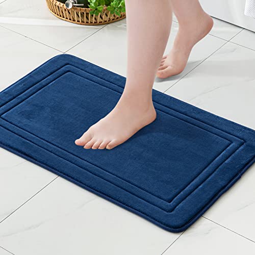 MIULEE Badematte Memoryschaum Badteppich rutschfeste Memory Foam Teppich Badezimmerteppich saugfähige Badvorleger Duschvorleger Fussmatte Duschmatte für Badewanne Bad Toilette 40x60cm Dunkelblau von MIULEE