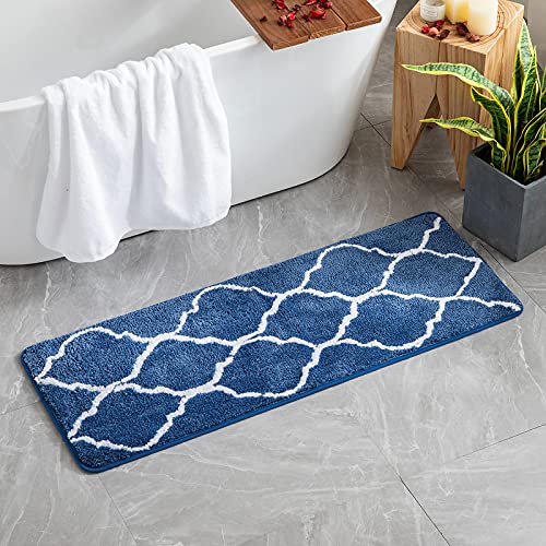 MIULEE Badematte Rutschfest Badteppich Waschbar Badvorleger Badzimmermatte Weich Mikrofaser Duschvorleger Fußmatte Dekorativ Teppich Marokko Badezimmerteppich Badezimmer Wohnzimmer 45x120cm Dunkelblau von MIULEE