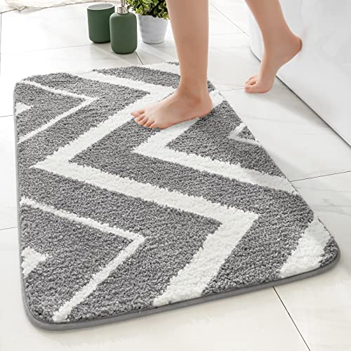 MIULEE Badematte Teppich Geometrischer Badezimmerteppich rutschfest saugfähiger Badteppich Maschinenwaschbar Mikrofaser Flauschiger Badvorleger Duschvorleger für Badezimmer 50x80cm Grau von MIULEE