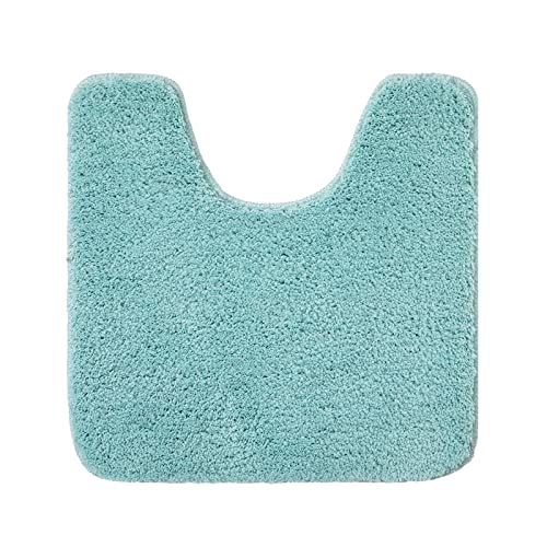 MIULEE Badematte WC Vorleger Badteppich Fußmatte Flur 1 Stück U Förmige Deko Matte Badteppiche Dekoration rutschfest Saugfähig für Wohnzimmer Badezimmer Toilett WC 45x45 cm Himmelblau von MIULEE