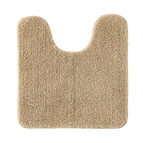 MIULEE Badematte WC Vorleger Badteppich Fußmatte Flur 1 Stück U Förmige Deko Matte Badteppiche Dekoration rutschfest Saugfähig für Wohnzimmer Badezimmer Toilett WC 45x45cm Beige von MIULEE