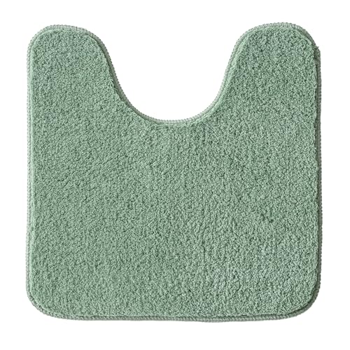 MIULEE Badematte WC Vorleger Badteppich Fußmatte Flur 1 Stück U Förmige Deko Matte Badteppiche Dekoration rutschfest Saugfähig für Wohnzimmer Badezimmer Toilett WC 45x45cm Grün von MIULEE