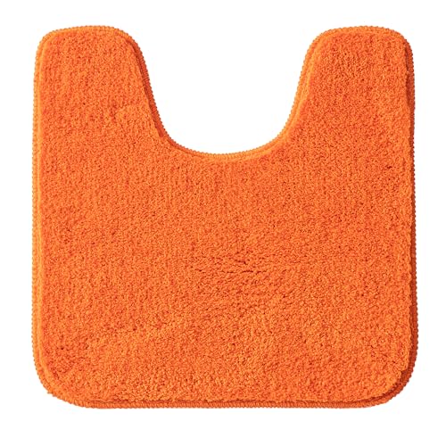 MIULEE Badematte WC Vorleger Badteppich Fußmatte Flur 1 Stück U Förmige Deko Matte Badteppiche Dekoration rutschfest Saugfähig für Wohnzimmer Badezimmer Toilett WC 45x45cm Orange von MIULEE